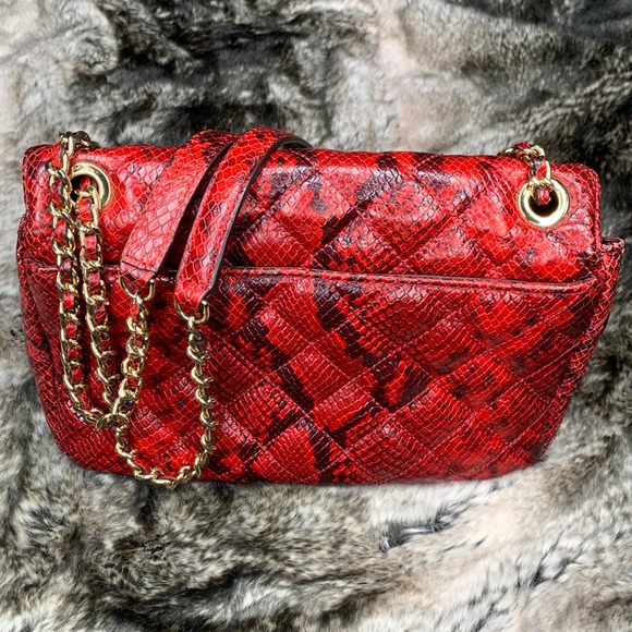 Auth Michael Kors LARGE CHAIN PYTHON SHOULDER BAG - Picture 4 of 8